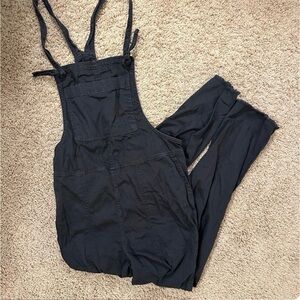 Black Cotton Overalls Jumpsuit